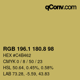カラーコード: RGB 196.1 180.8 98 | qconv.com