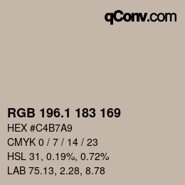 カラーコード: RGB 196.1 183 169 | qconv.com