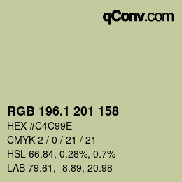 カラーコード: RGB 196.1 201 158 | qconv.com