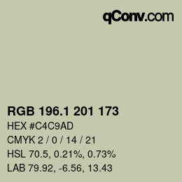 Color code: RGB 196.1 201 173 | qconv.com