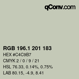 Color code: RGB 196.1 201 183 | qconv.com