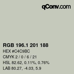 カラーコード: RGB 196.1 201 188 | qconv.com
