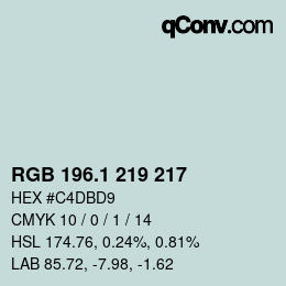 カラーコード: RGB 196.1 219 217 | qconv.com