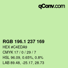 カラーコード: RGB 196.1 237 169 | qconv.com