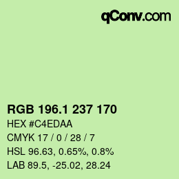 カラーコード: RGB 196.1 237 170 | qconv.com