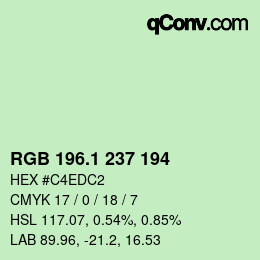 カラーコード: RGB 196.1 237 194 | qconv.com