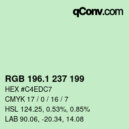 カラーコード: RGB 196.1 237 199 | qconv.com
