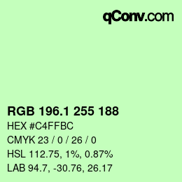 カラーコード: RGB 196.1 255 188 | qconv.com