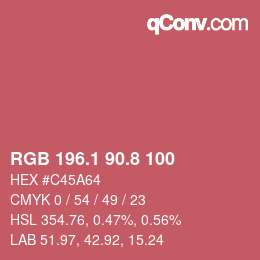 Color code: RGB 196.1 90.8 100 | qconv.com