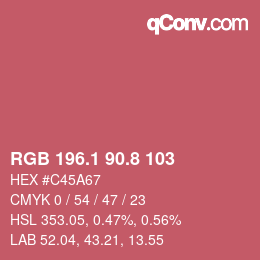 カラーコード: RGB 196.1 90.8 103 | qconv.com