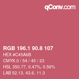 カラーコード: RGB 196.1 90.8 107 | qconv.com