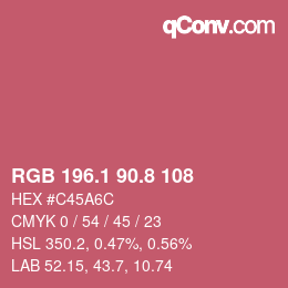 カラーコード: RGB 196.1 90.8 108 | qconv.com