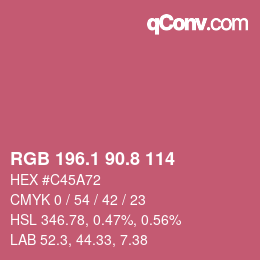カラーコード: RGB 196.1 90.8 114 | qconv.com