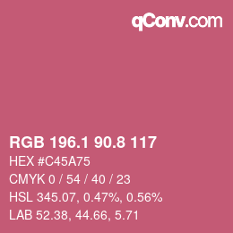 カラーコード: RGB 196.1 90.8 117 | qconv.com