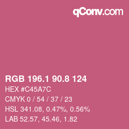 カラーコード: RGB 196.1 90.8 124 | qconv.com