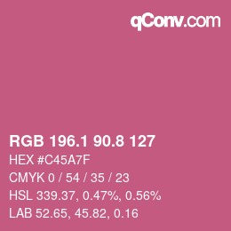 カラーコード: RGB 196.1 90.8 127 | qconv.com