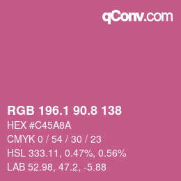 カラーコード: RGB 196.1 90.8 138 | qconv.com