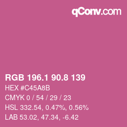 カラーコード: RGB 196.1 90.8 139 | qconv.com