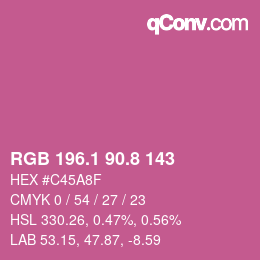 カラーコード: RGB 196.1 90.8 143 | qconv.com