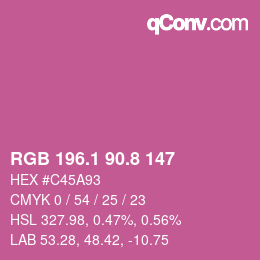 カラーコード: RGB 196.1 90.8 147 | qconv.com