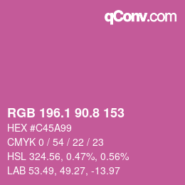カラーコード: RGB 196.1 90.8 153 | qconv.com