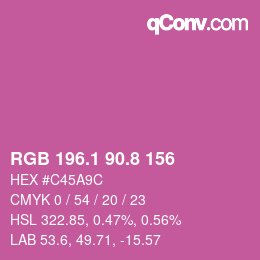 カラーコード: RGB 196.1 90.8 156 | qconv.com