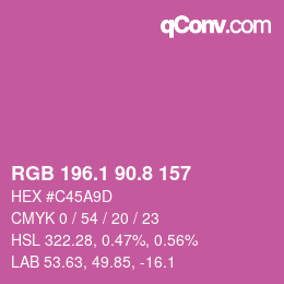 カラーコード: RGB 196.1 90.8 157 | qconv.com