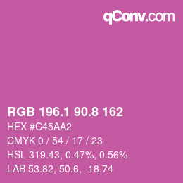 カラーコード: RGB 196.1 90.8 162 | qconv.com