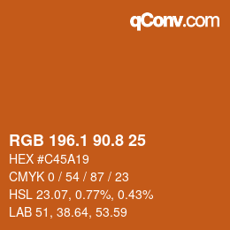 Color code: RGB 196.1 90.8 25 | qconv.com