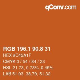 Color code: RGB 196.1 90.8 31 | qconv.com