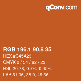 カラーコード: RGB 196.1 90.8 35 | qconv.com