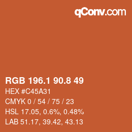 カラーコード: RGB 196.1 90.8 49 | qconv.com