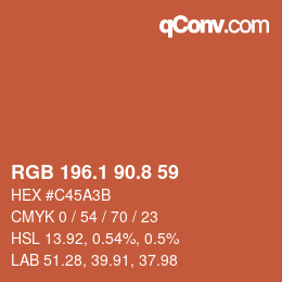 カラーコード: RGB 196.1 90.8 59 | qconv.com