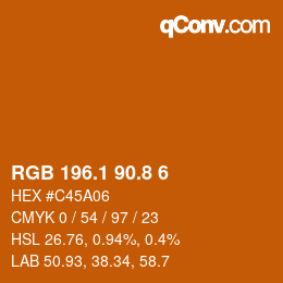 Color code: RGB 196.1 90.8 6 | qconv.com