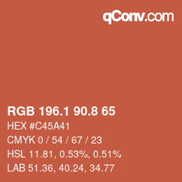 Color code: RGB 196.1 90.8 65 | qconv.com
