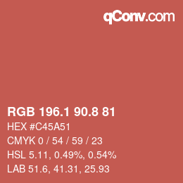 Color code: RGB 196.1 90.8 81 | qconv.com