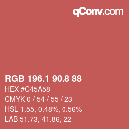 カラーコード: RGB 196.1 90.8 88 | qconv.com