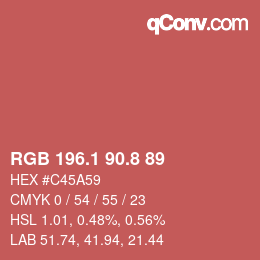 カラーコード: RGB 196.1 90.8 89 | qconv.com