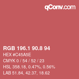 カラーコード: RGB 196.1 90.8 94 | qconv.com