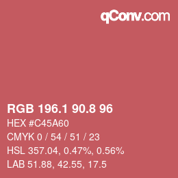 カラーコード: RGB 196.1 90.8 96 | qconv.com