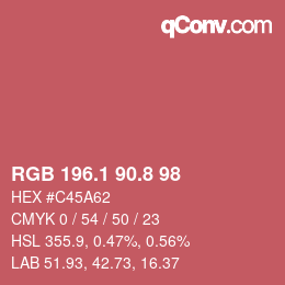 カラーコード: RGB 196.1 90.8 98 | qconv.com