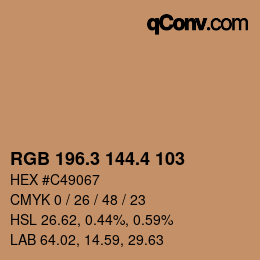 カラーコード: RGB 196.3 144.4 103 | qconv.com
