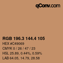 カラーコード: RGB 196.3 144.4 105 | qconv.com