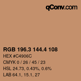 カラーコード: RGB 196.3 144.4 108 | qconv.com