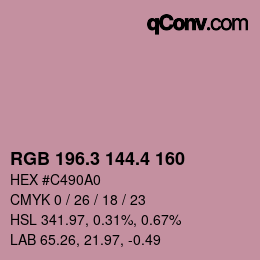 カラーコード: RGB 196.3 144.4 160 | qconv.com