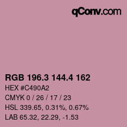 カラーコード: RGB 196.3 144.4 162 | qconv.com