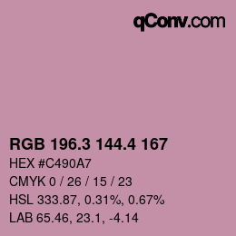 カラーコード: RGB 196.3 144.4 167 | qconv.com