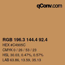 カラーコード: RGB 196.3 144.4 92.4 | qconv.com