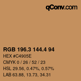 カラーコード: RGB 196.3 144.4 94 | qconv.com