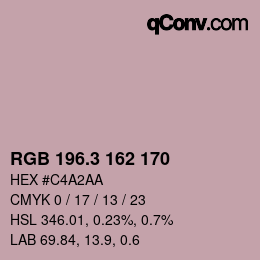 カラーコード: RGB 196.3 162 170 | qconv.com